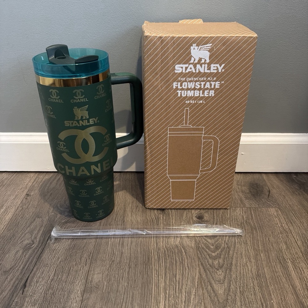 Stanley Custom Monogram Print 40oz Tumbler 3pc Straw Cover New
